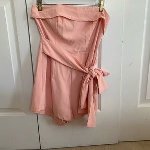 Strapless Pink Tie Romper Revolve